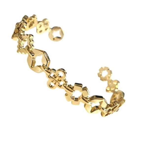 Tory Burc Kira Clover Mixed Logo Cuff Bracelet - Picture 2 of 6